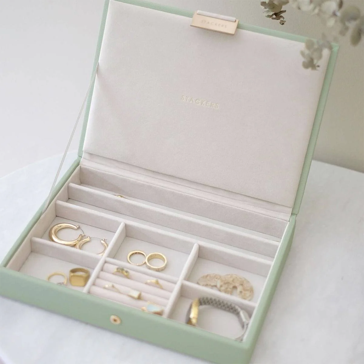 Jewellery Box with Lid Medium - Sage Green
