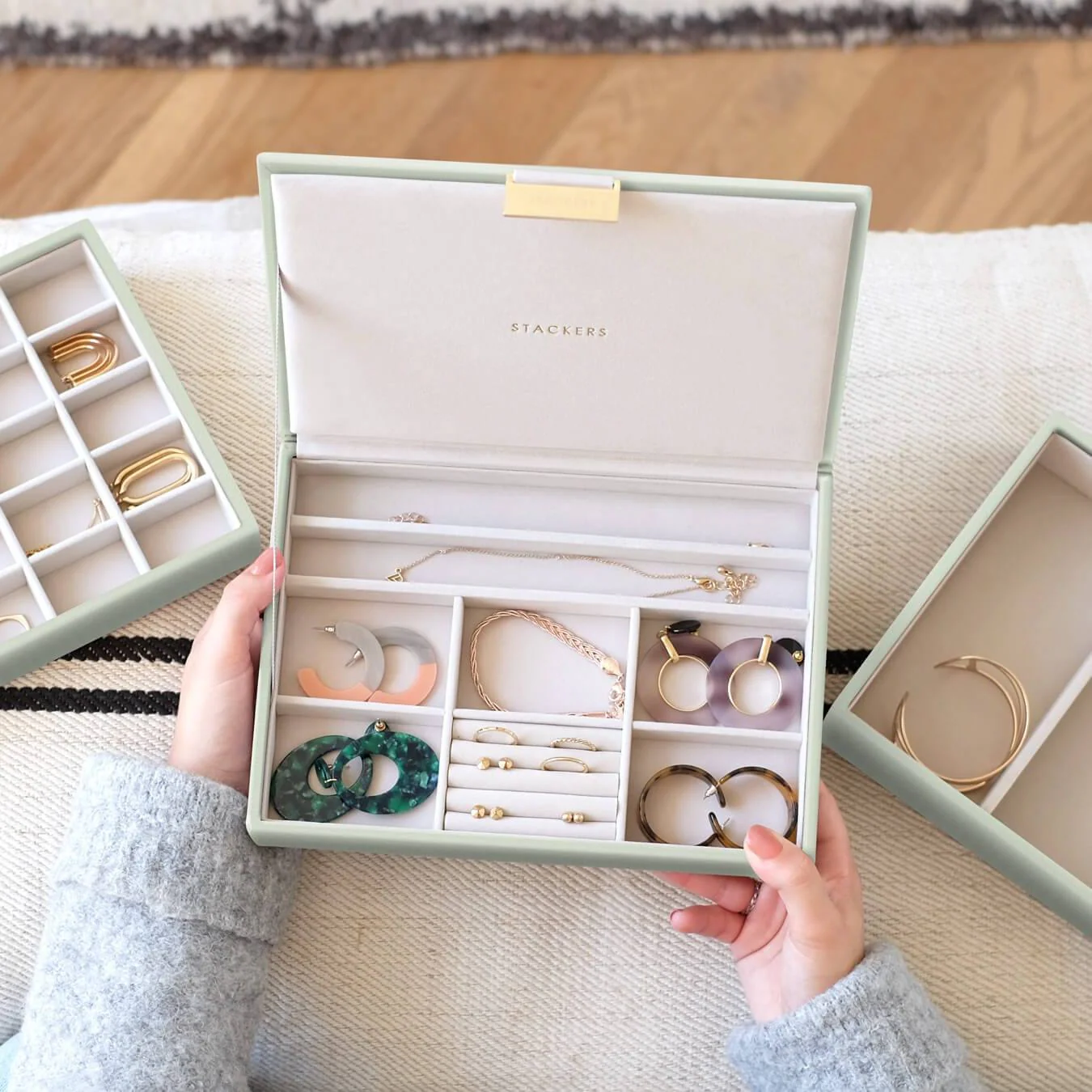 Jewellery Box with Lid Medium - Sage Green - Image 3