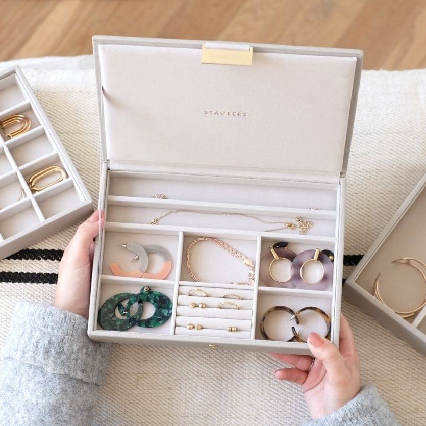 Jewellery Box with Lid Medium - Taupe