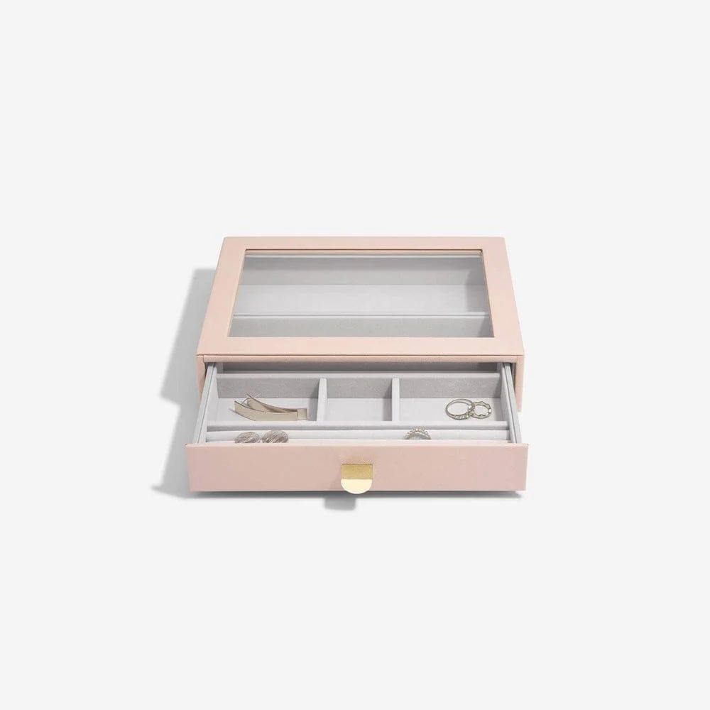 Jewellery Storage Drawer With Glass Window Medium - Blush Pink - Image 2