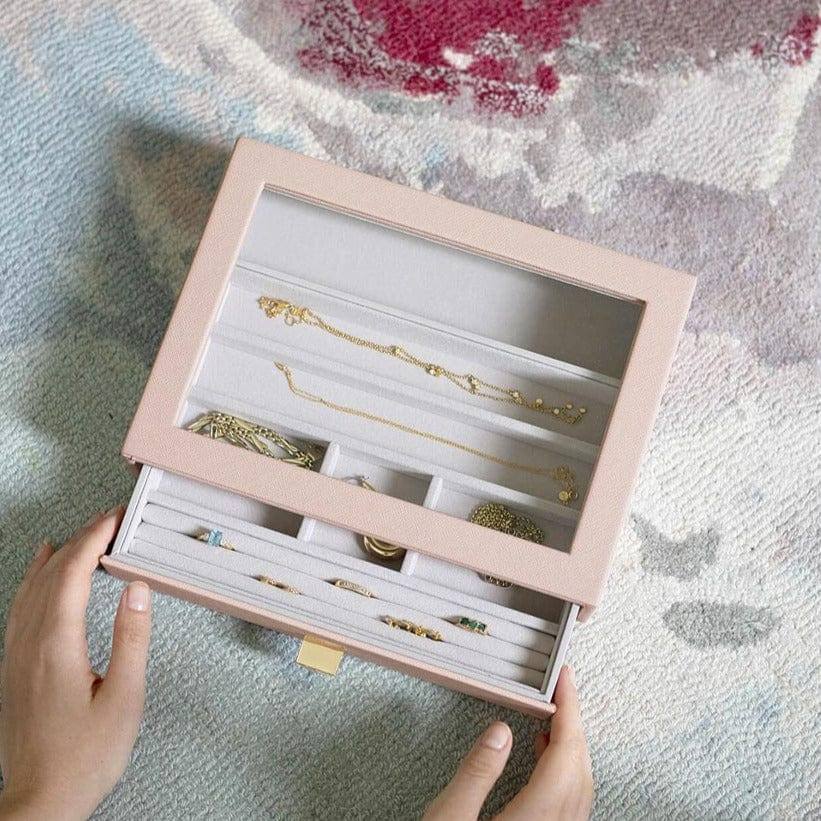 Jewellery Storage Drawer With Glass Window Medium - Blush Pink - Image 3