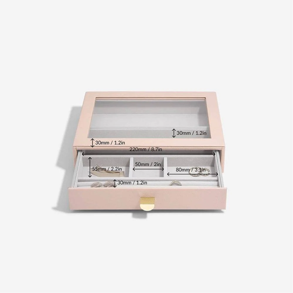 Jewellery Storage Drawer With Glass Window Medium - Blush Pink - Image 5
