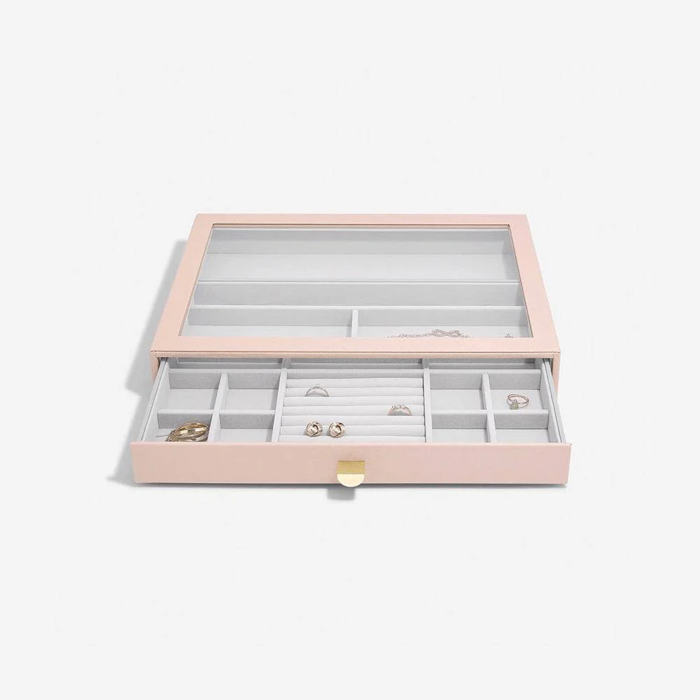 Jewellery Storage Drawer with Glass Window Large - Blush Pink - Image 3