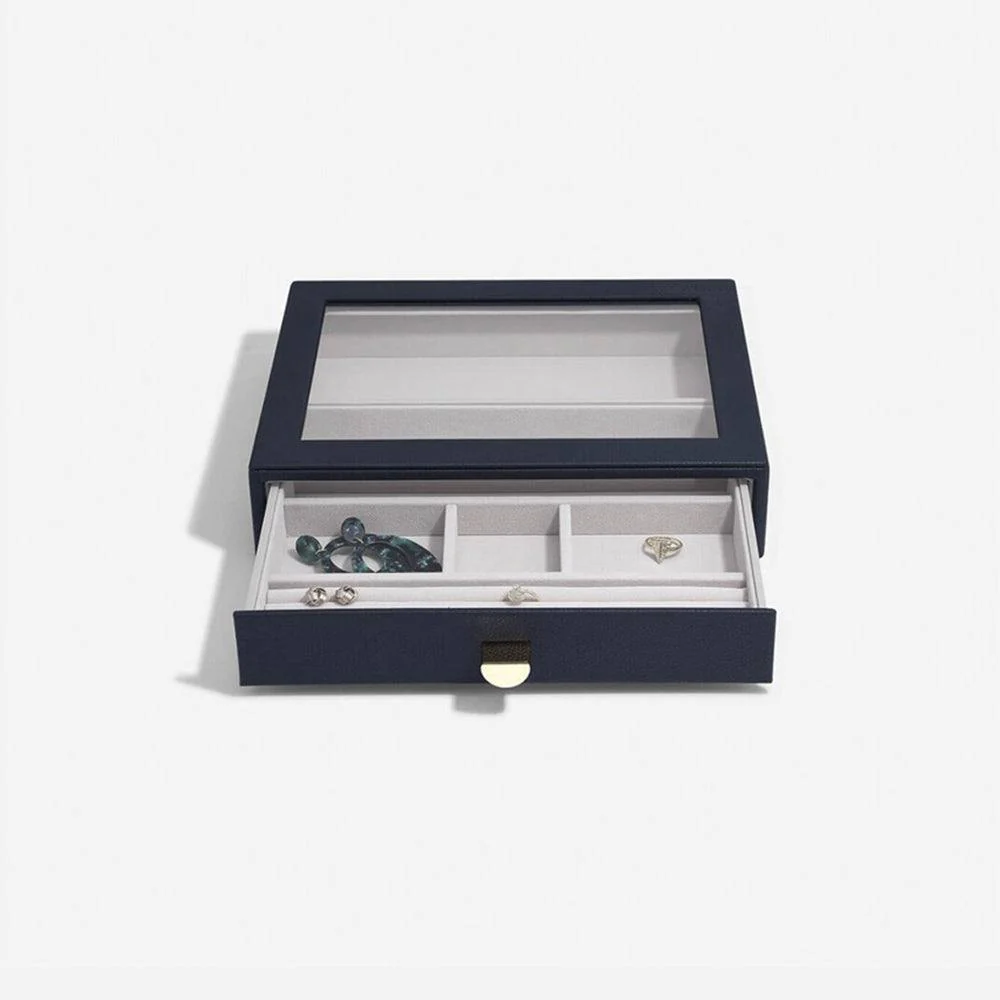 Jewellery Storage Drawer With Glass Window Medium - Pebble Navy - Image 2