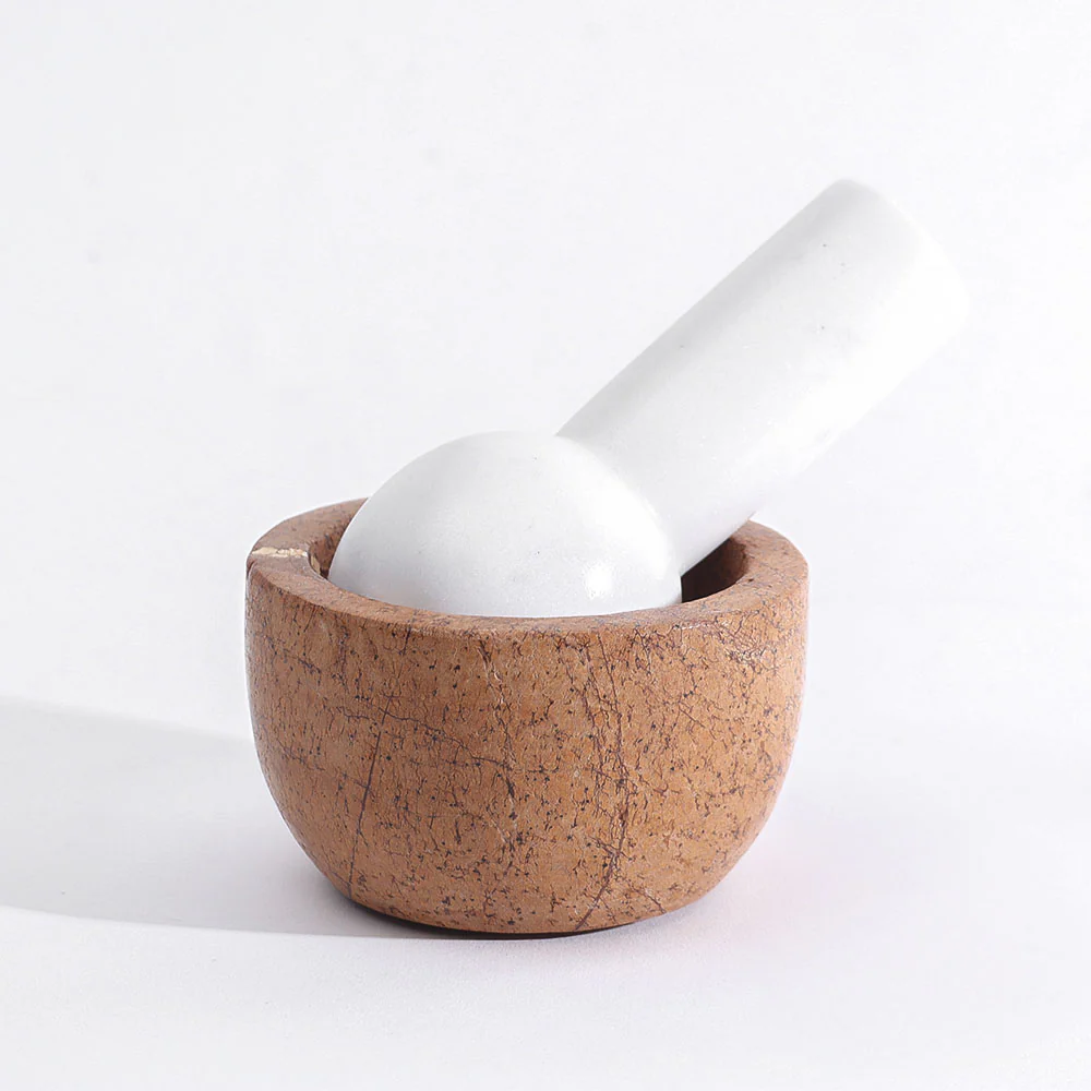 Joie Marble Mortar and Pestle Set - Brown White - Image 3