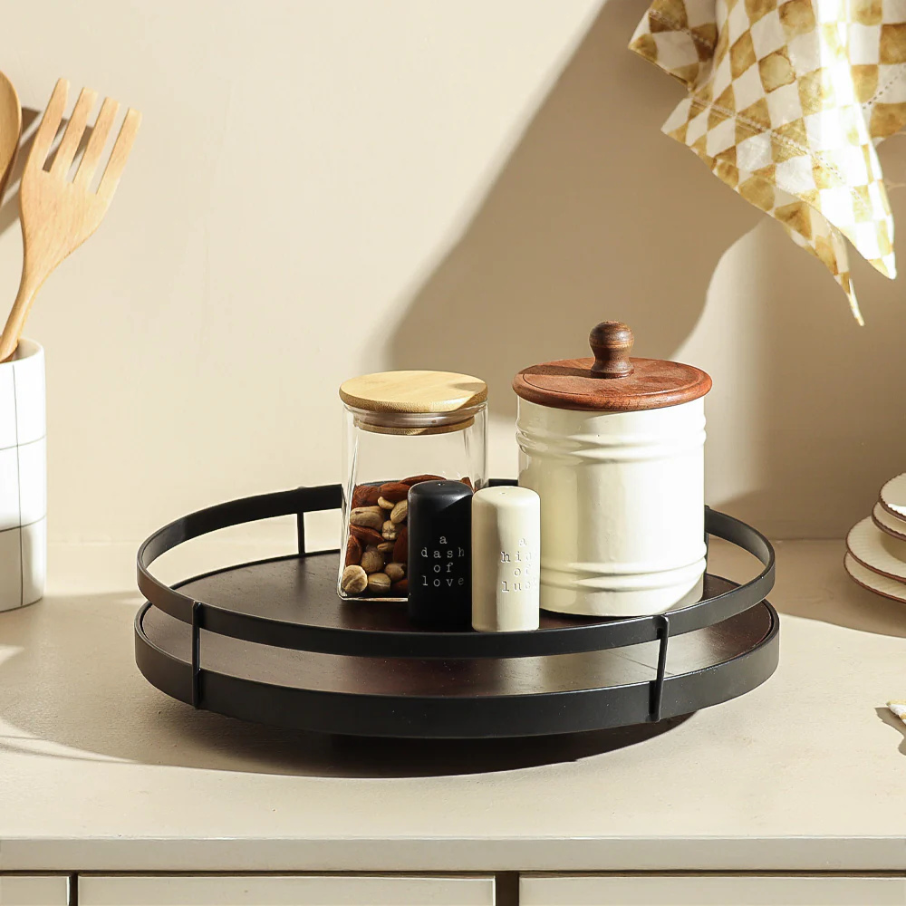Kena Round Turntable - Brown Black - Image 2