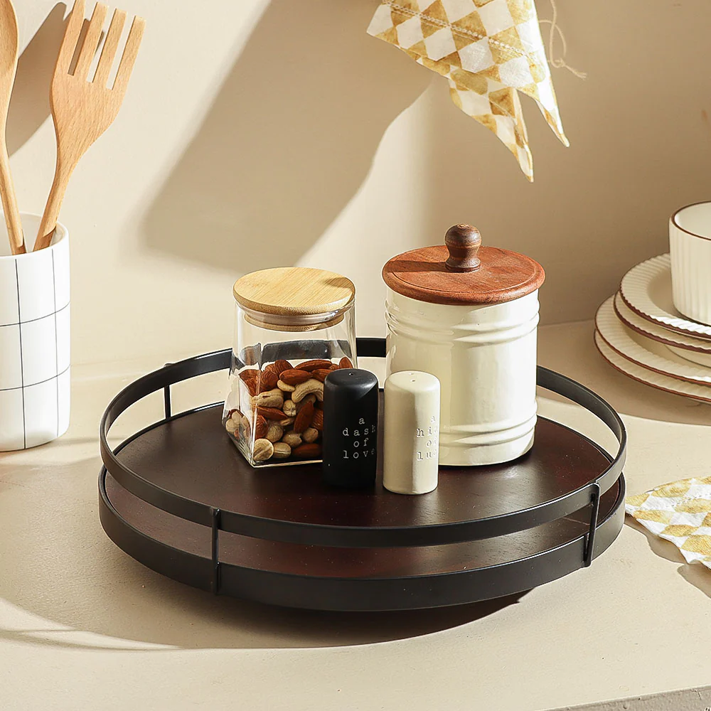 Kena Round Turntable - Brown Black - Image 3