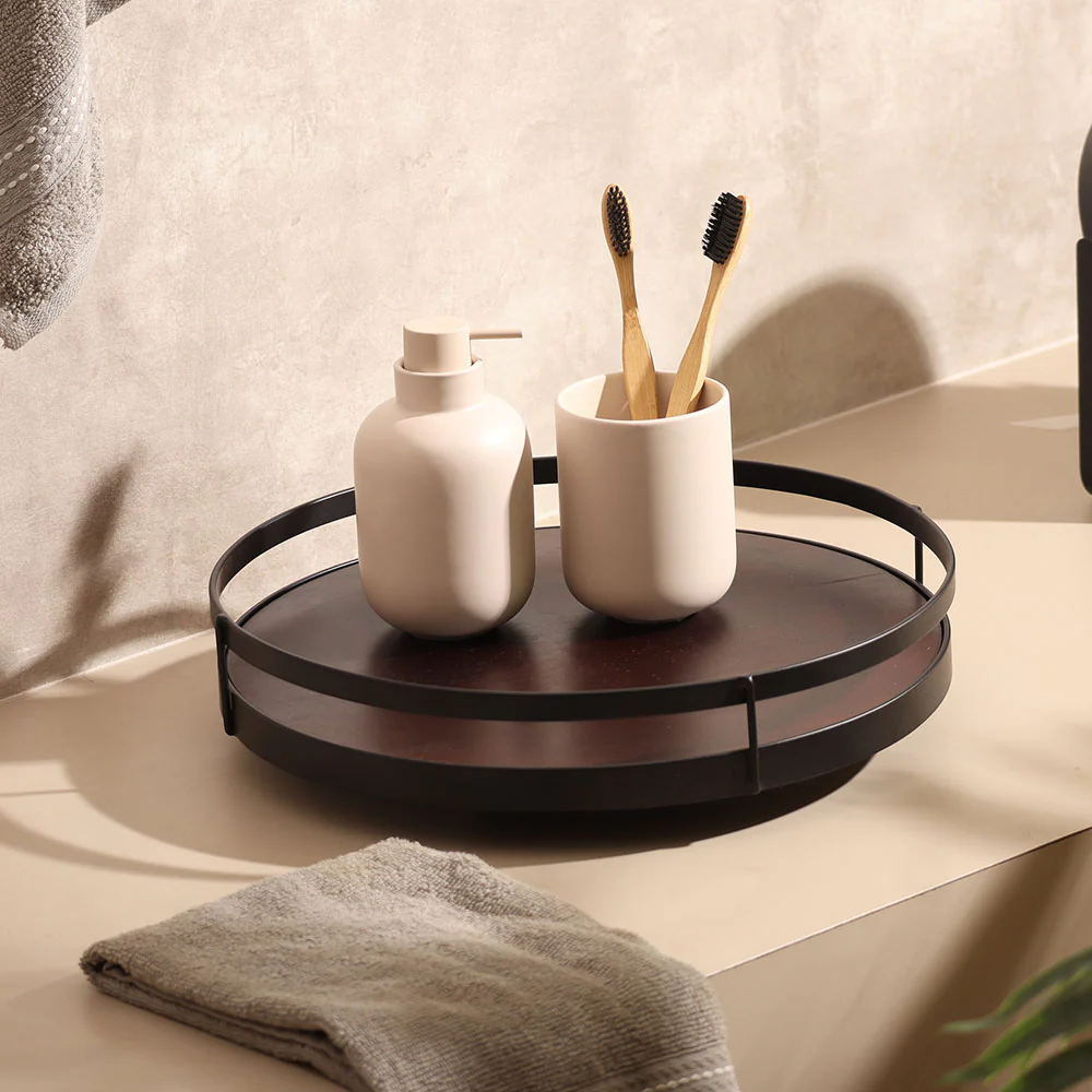Kena Round Turntable - Brown Black - Image 4