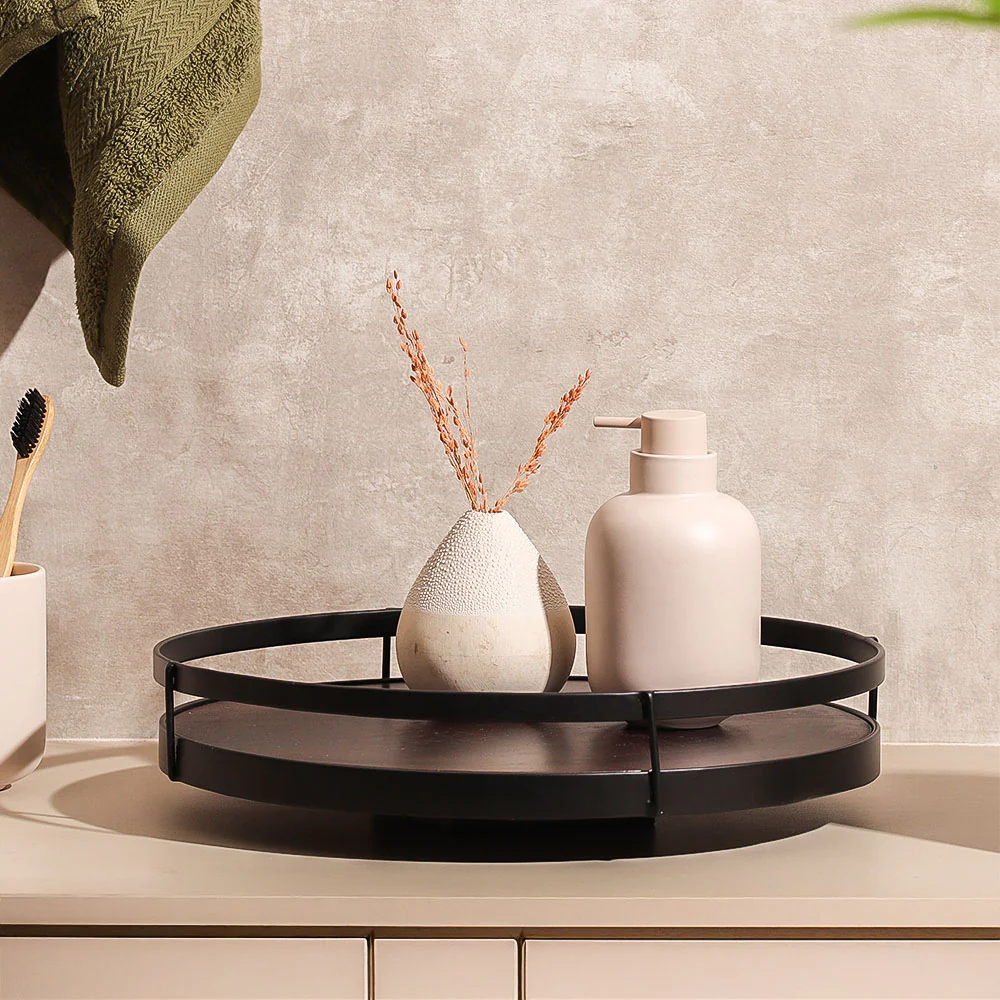 Kena Round Turntable - Brown Black - Image 5