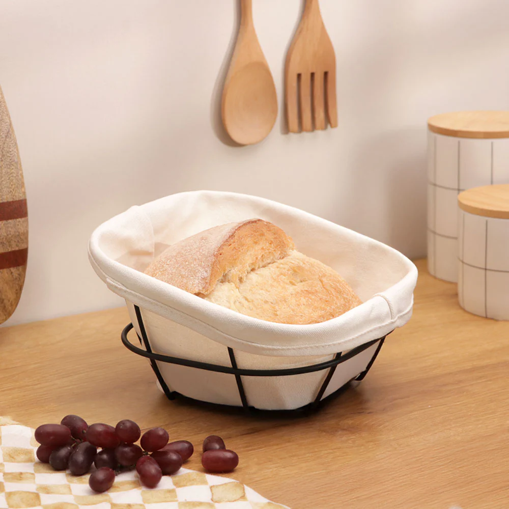 Kile Bread Basket with Lining Small - Black - Image 4