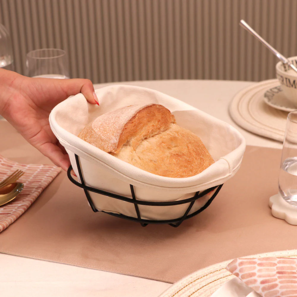 Kile Bread Basket with Lining Small - Black - Image 6