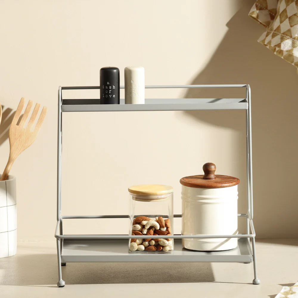 Kirin 2-Tier Metal Shelf - Light Grey - Image 3