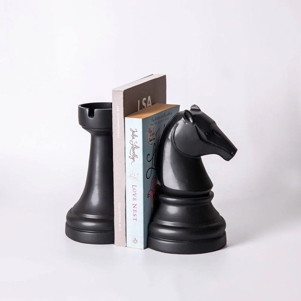 Knight and Rook Bookends - Black - Image 3