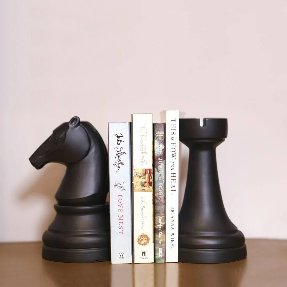 Knight and Rook Bookends - Black - Image 4