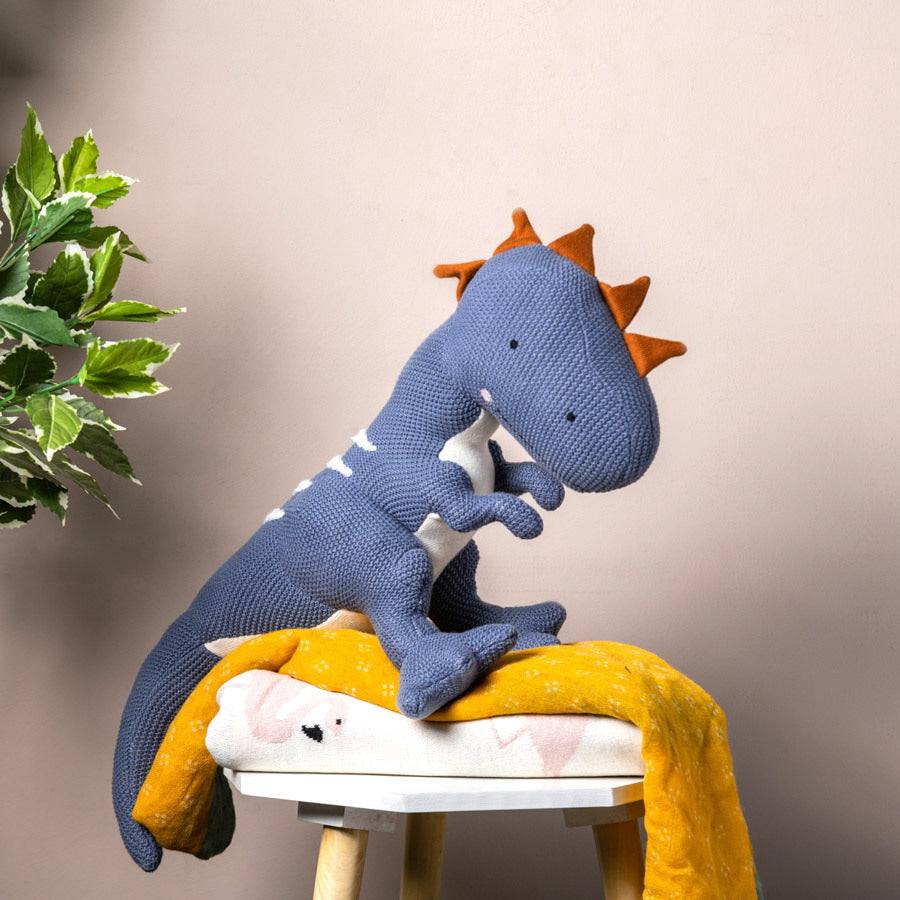 Knitted Soft Toy - Blue Dinosaur - Image 4