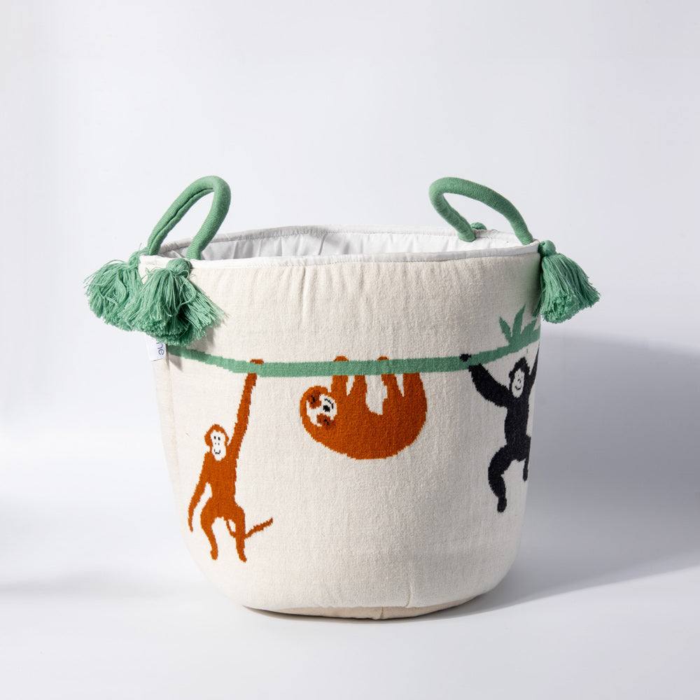 Knitted Storage Basket - Monkey Safari - Image 5