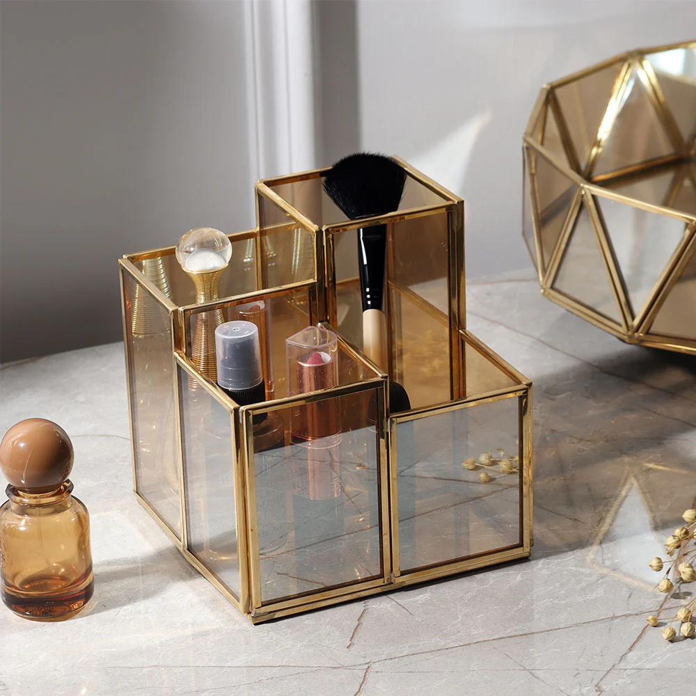 Kona Glass Tiered Organiser - Gold - Image 2