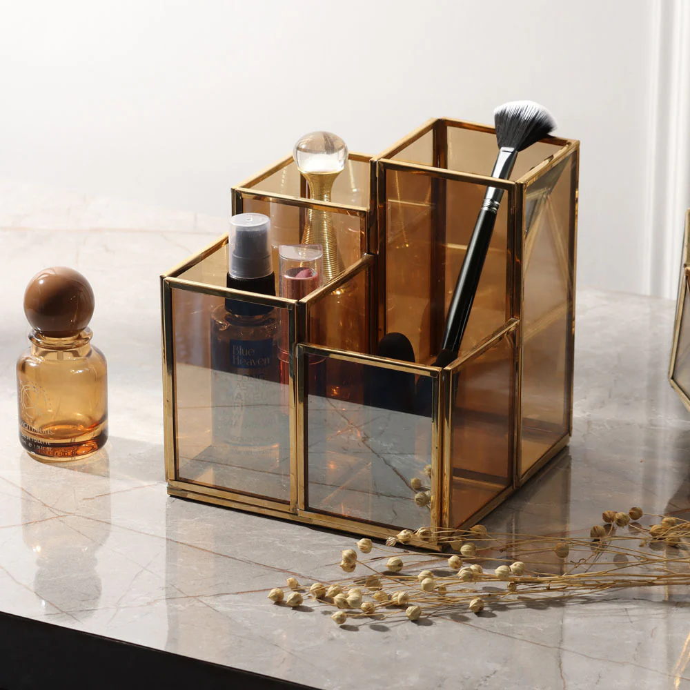 Kona Glass Tiered Organiser - Gold - Image 5