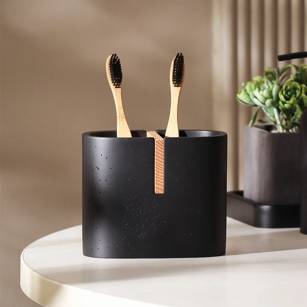 Kyoto Toothbrush Holder - Black Natural