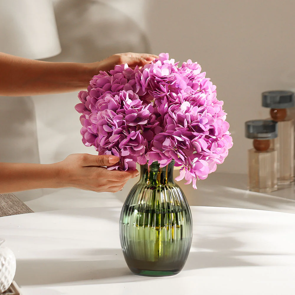 Lacecap Hydrangeas Faux Stem - Amethyst