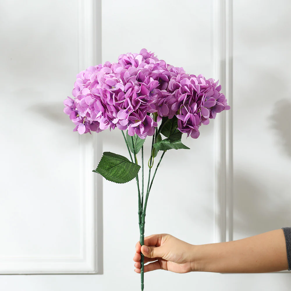 Lacecap Hydrangeas Faux Stem - Amethyst - Image 2
