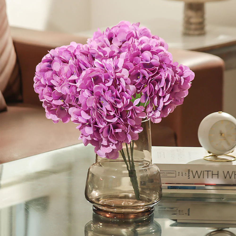 Lacecap Hydrangeas Faux Stem - Amethyst - Image 3