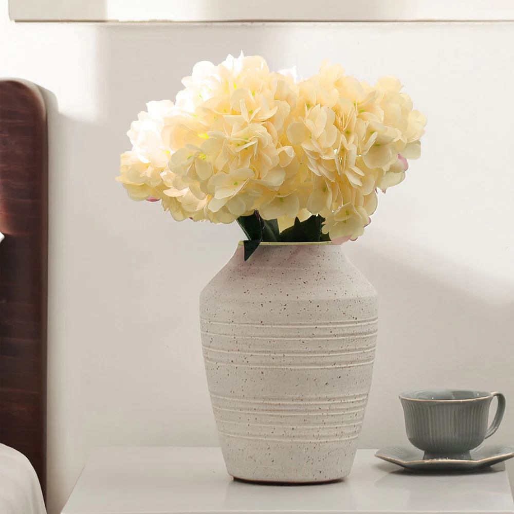 Lacecap Hydrangeas Faux Stem - Champagne - Image 2