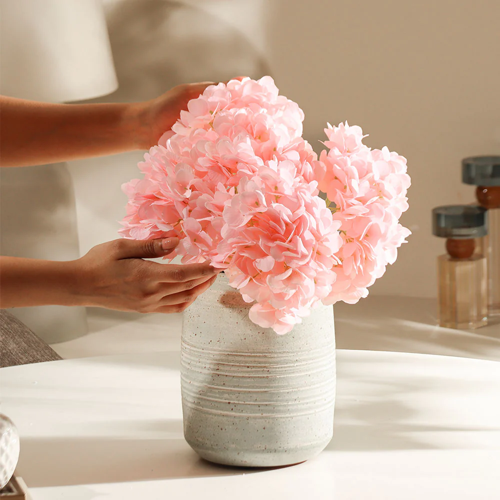 Lacecap Hydrangeas Faux Stem - Light Pink - Image 2