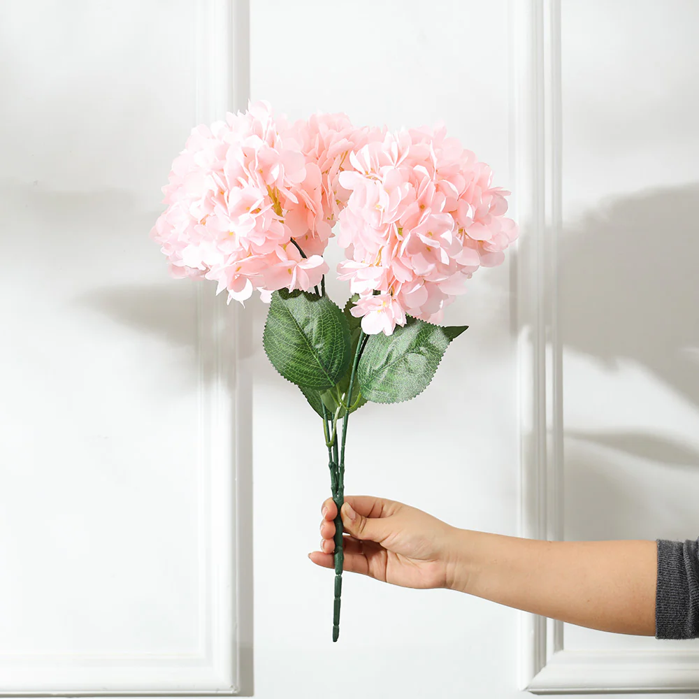 Lacecap Hydrangeas Faux Stem - Light Pink - Image 3