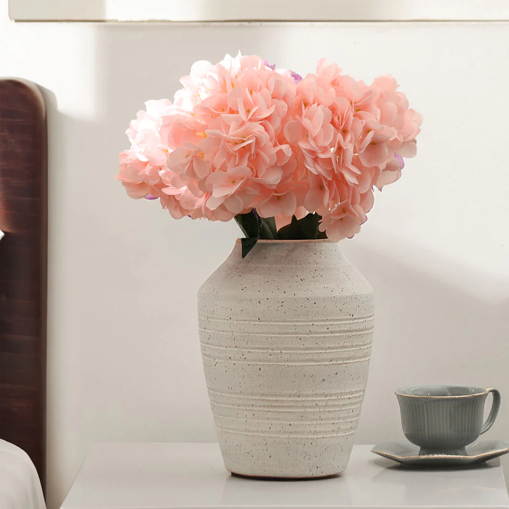Lacecap Hydrangeas Faux Stem - Light Pink - Image 4