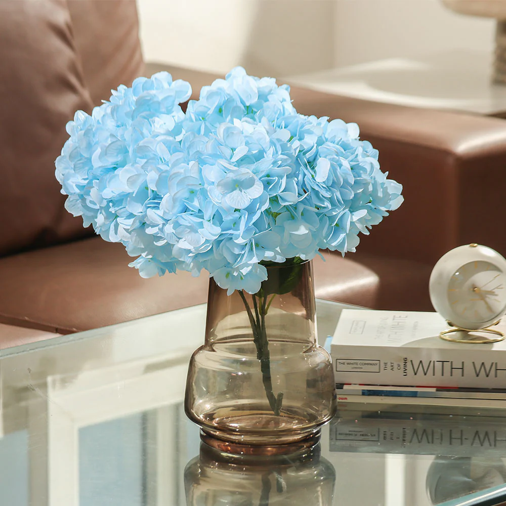 Lacecap Hydrangeas Faux Stem - Sky Blue - Image 2