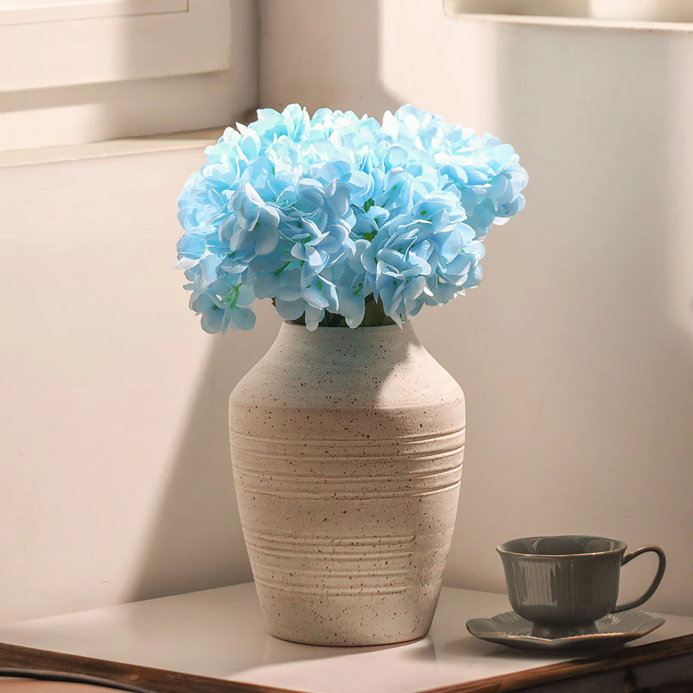 Lacecap Hydrangeas Faux Stem - Sky Blue - Image 3