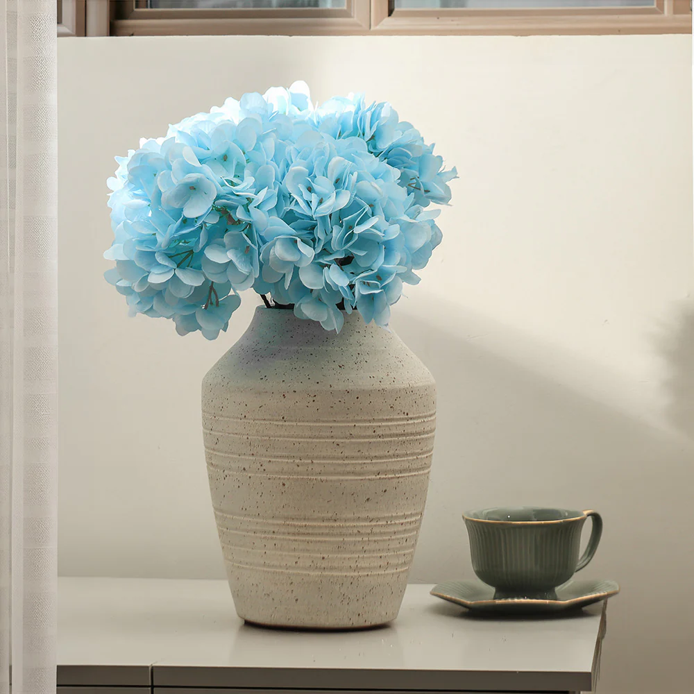 Lacecap Hydrangeas Faux Stem - Sky Blue - Image 4