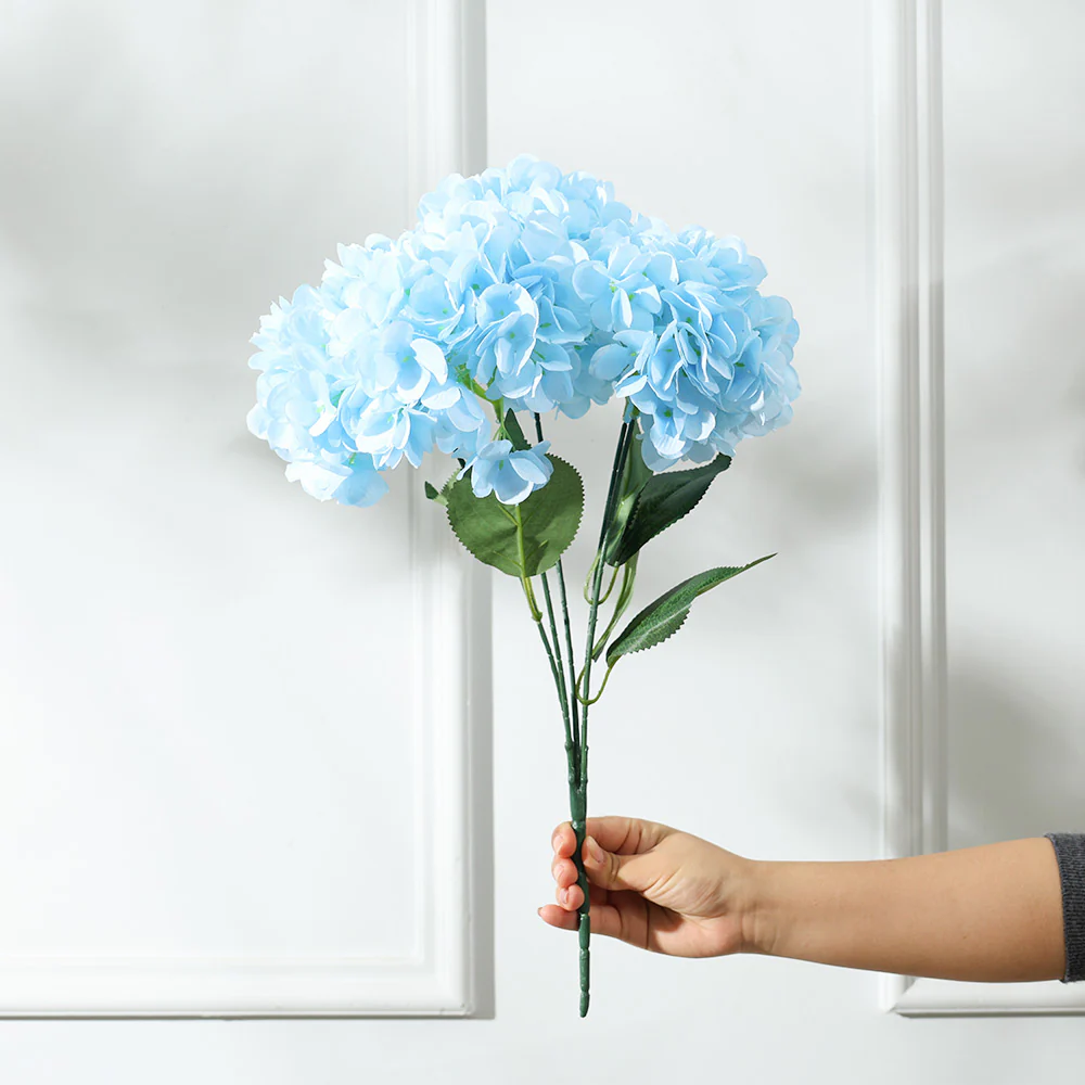 Lacecap Hydrangeas Faux Stem - Sky Blue - Image 6