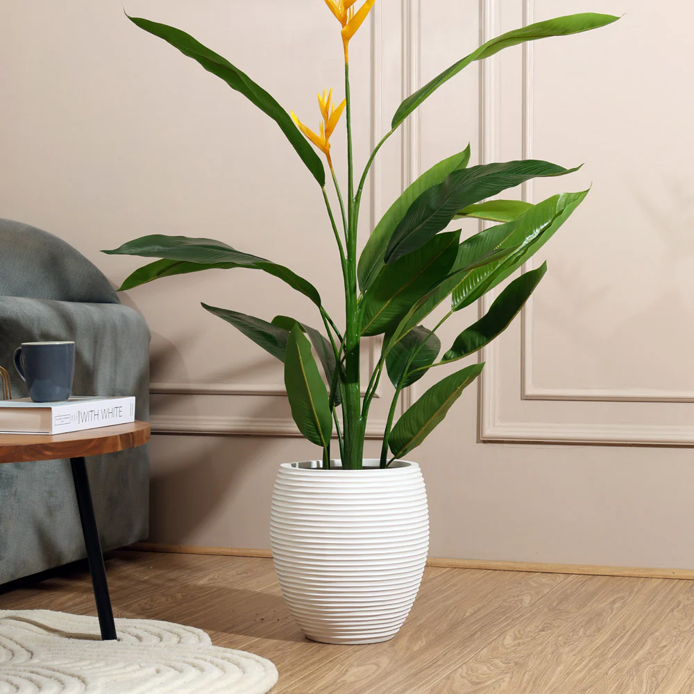 Lars Ribbed Tapered Planter - White - Image 4