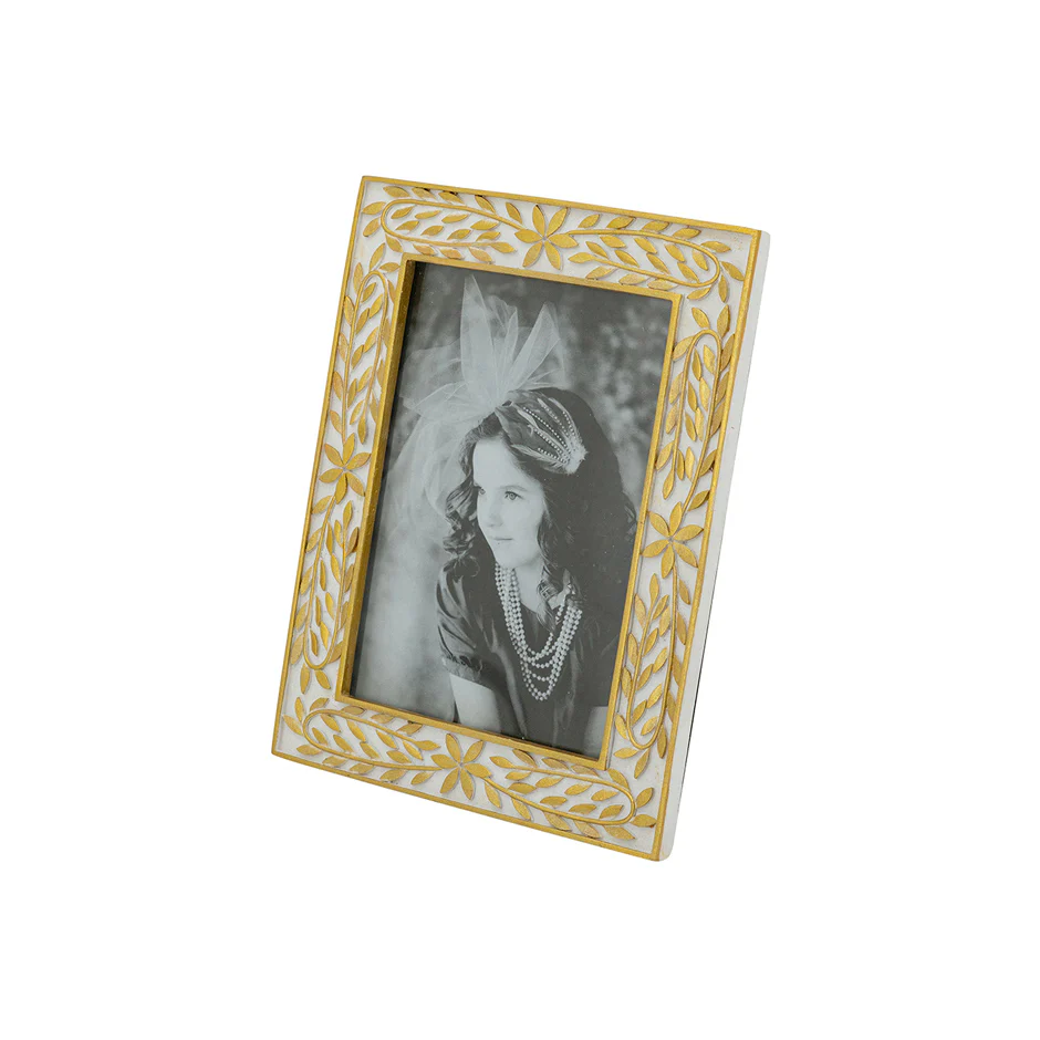 Laurel Photo Frame Large - Gold White - Image 8