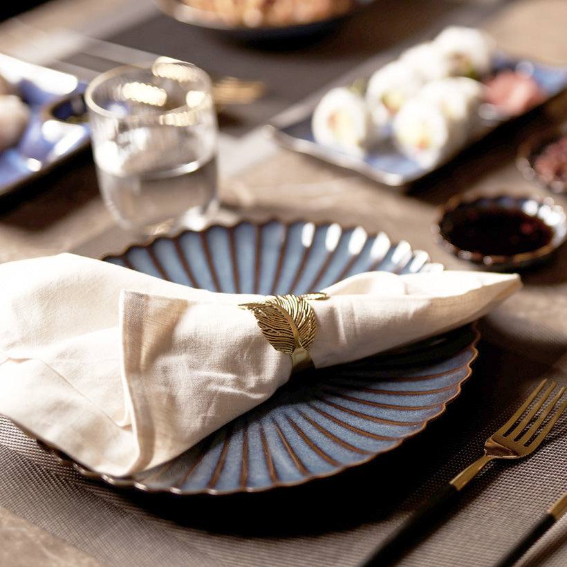 Leaf Napkin Rings, Set of 6 - Brass