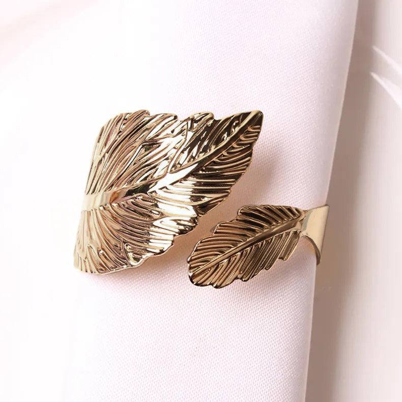 Leaf Napkin Rings, Set of 6 - Brass - Image 4
