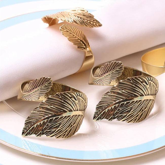 Leaf Napkin Rings, Set of 6 - Brass - Image 5