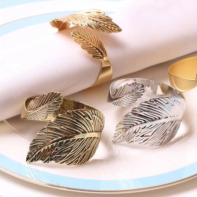 Leaf Napkin Rings, Set of 6 - Brass - Image 6