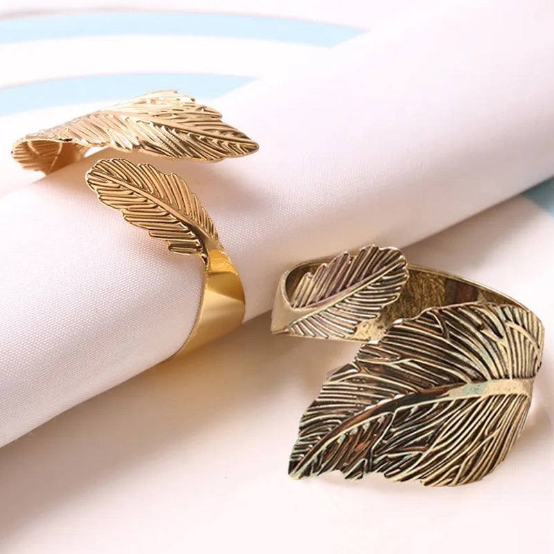 Leaf Napkin Rings, Set of 6 - Brass - Image 8