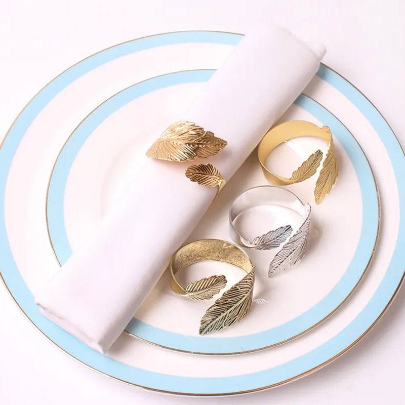 Leaf Napkin Rings, Set of 6 - Brass - Image 9