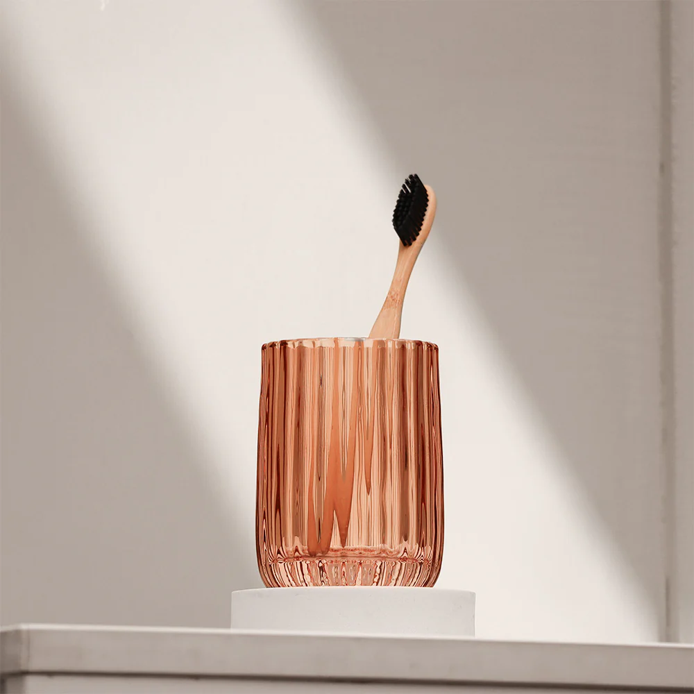 Lido Glass Toothbrush Tumbler - Amber Rose
