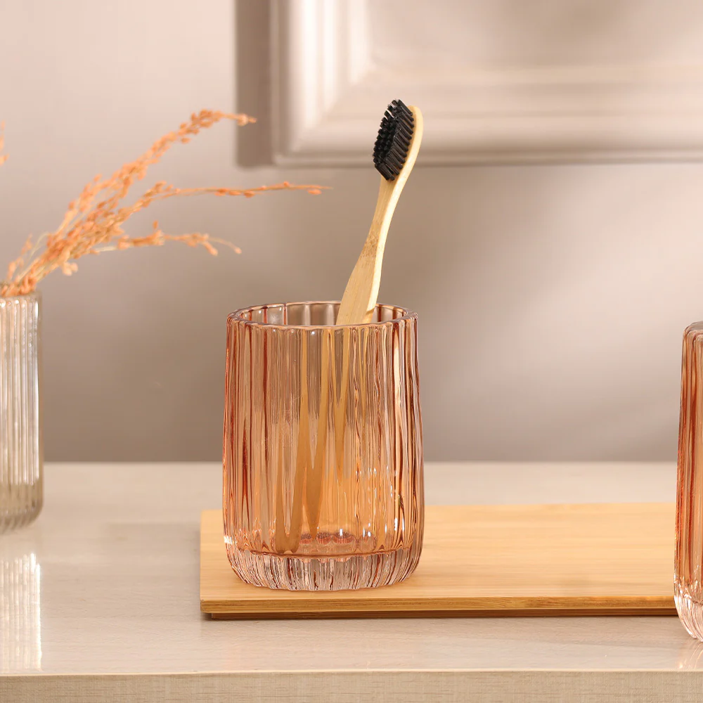 Lido Glass Toothbrush Tumbler - Amber Rose - Image 5