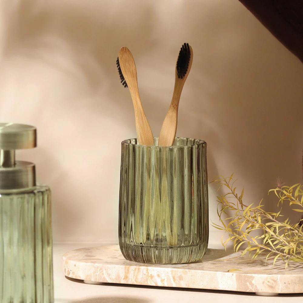 Lido Glass Toothbrush Tumbler - Forest - Image 2