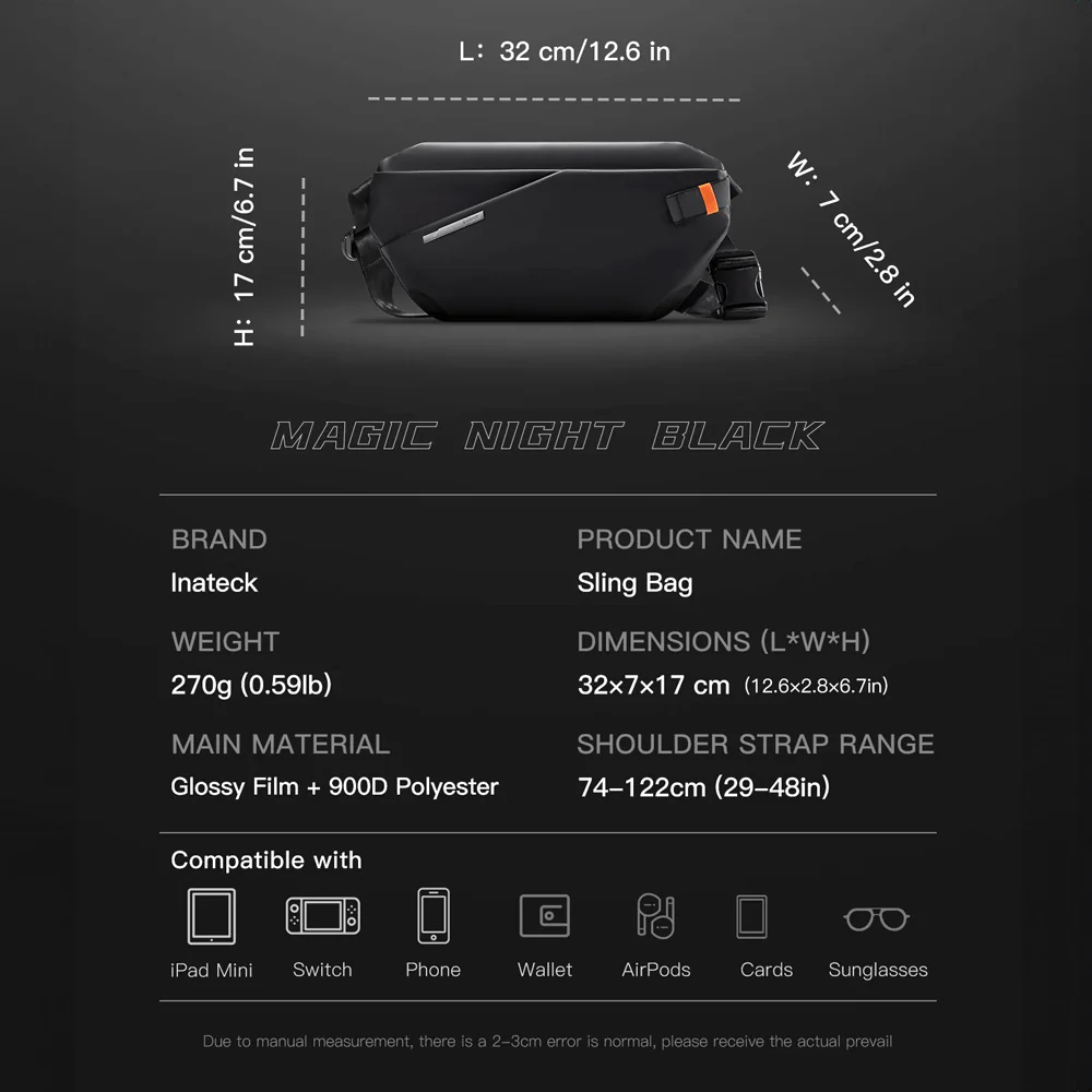 Lightweight Sling Bag - Black - Image 5