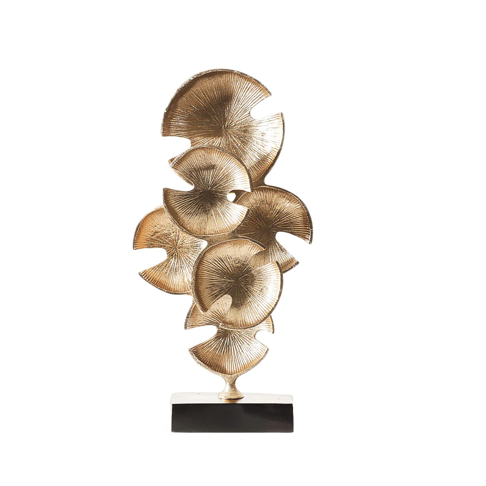 Lily Pad Metal Sculpture Large - Gold Black - Image 3