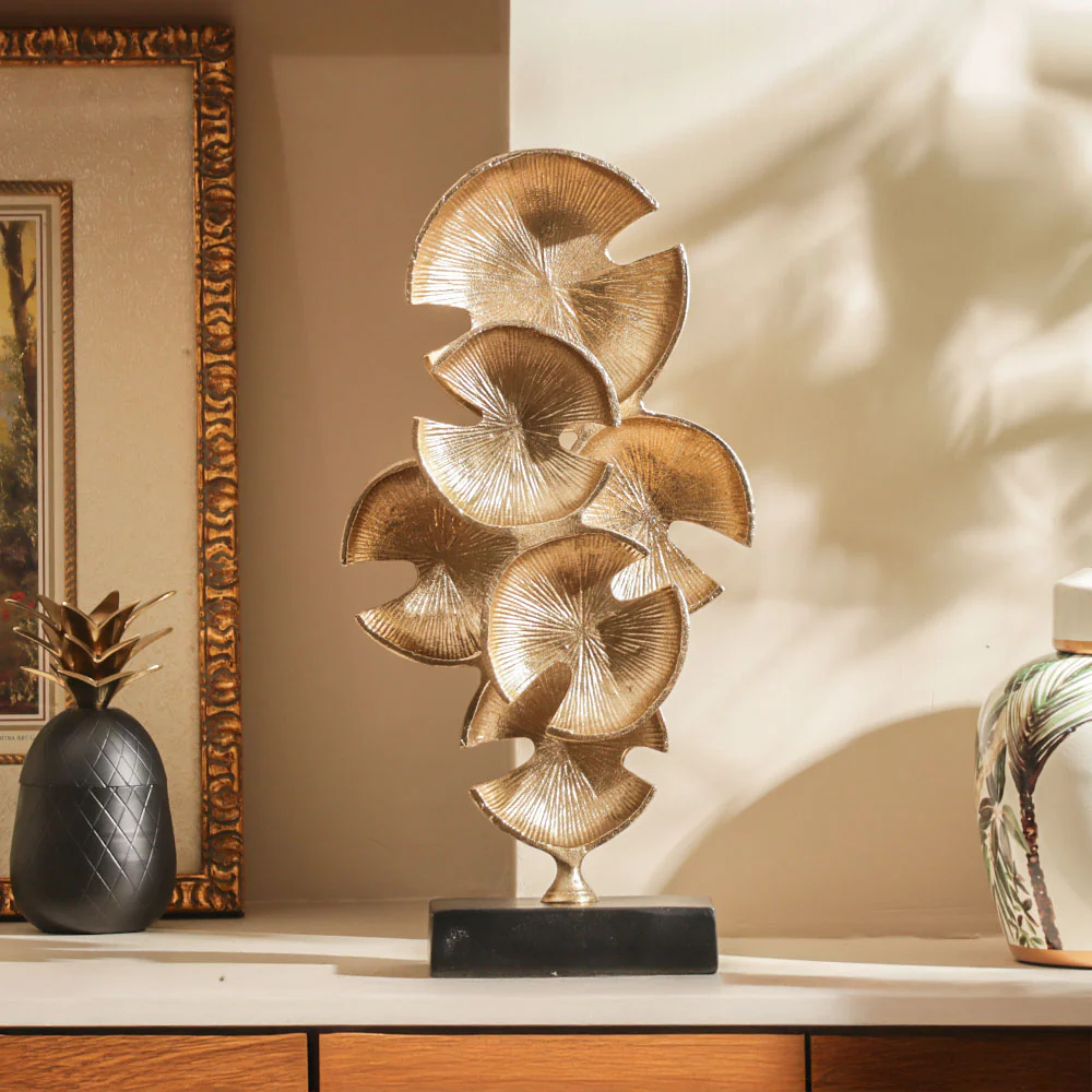 Lily Pad Metal Sculpture Large - Gold Black - Image 5