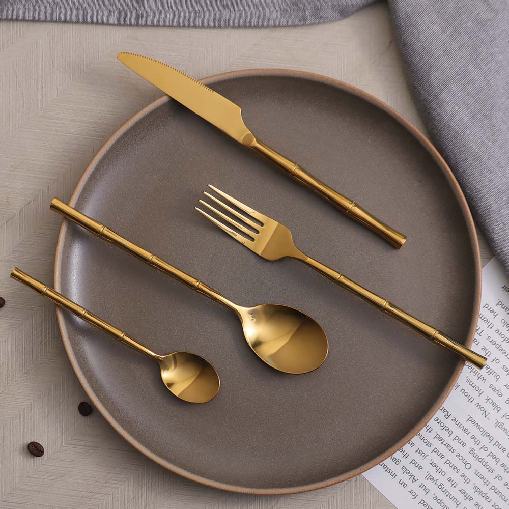 Lines 24-Piece Cutlery Set - Gold - Image 2