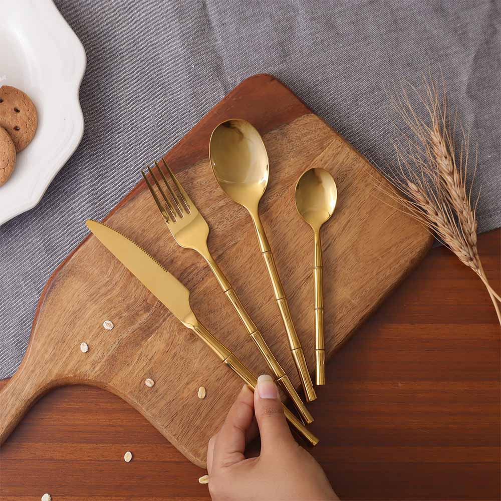 Lines 24-Piece Cutlery Set - Gold - Image 3